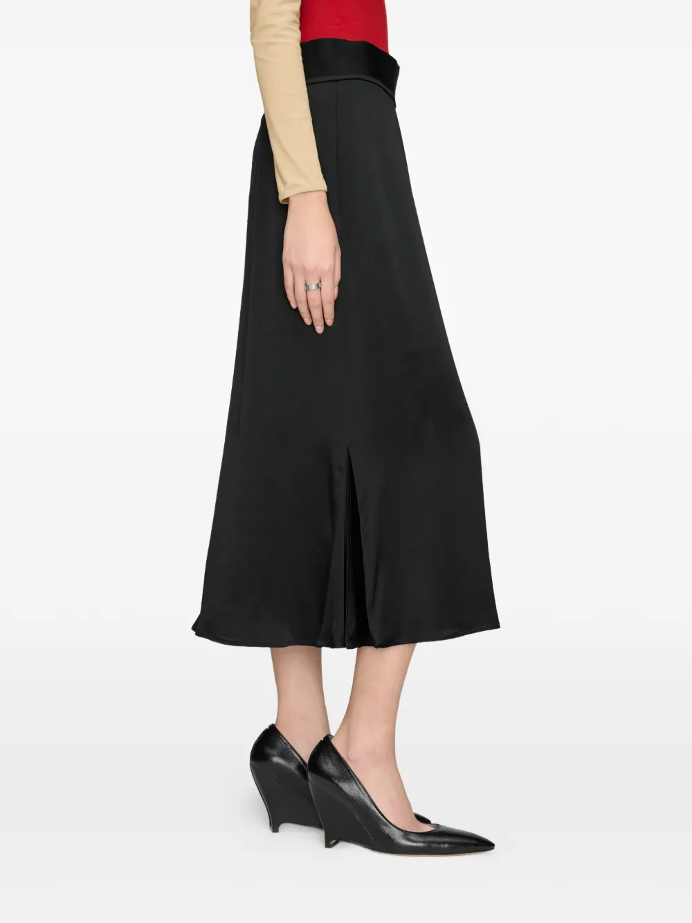 Maison Margiela Zijde-satijnen midi-rok met verwassen effect Zwart