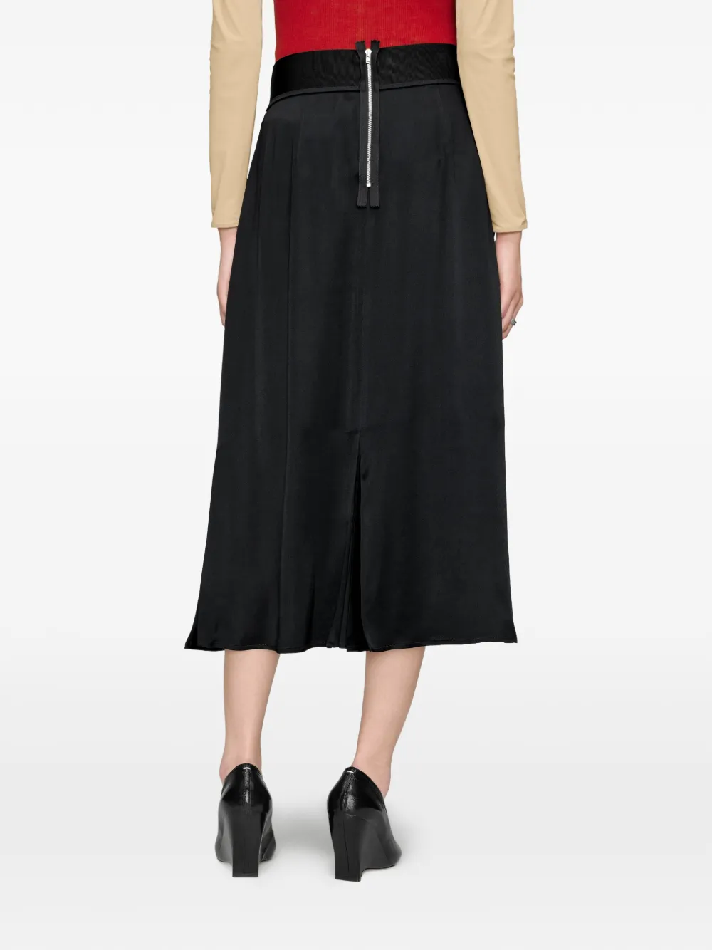 Maison Margiela Zijde-satijnen midi-rok met verwassen effect Zwart