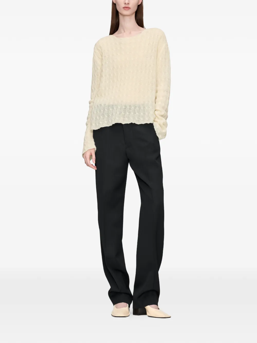 Maison Margiela Kabelgebreid vest met stiksels Beige