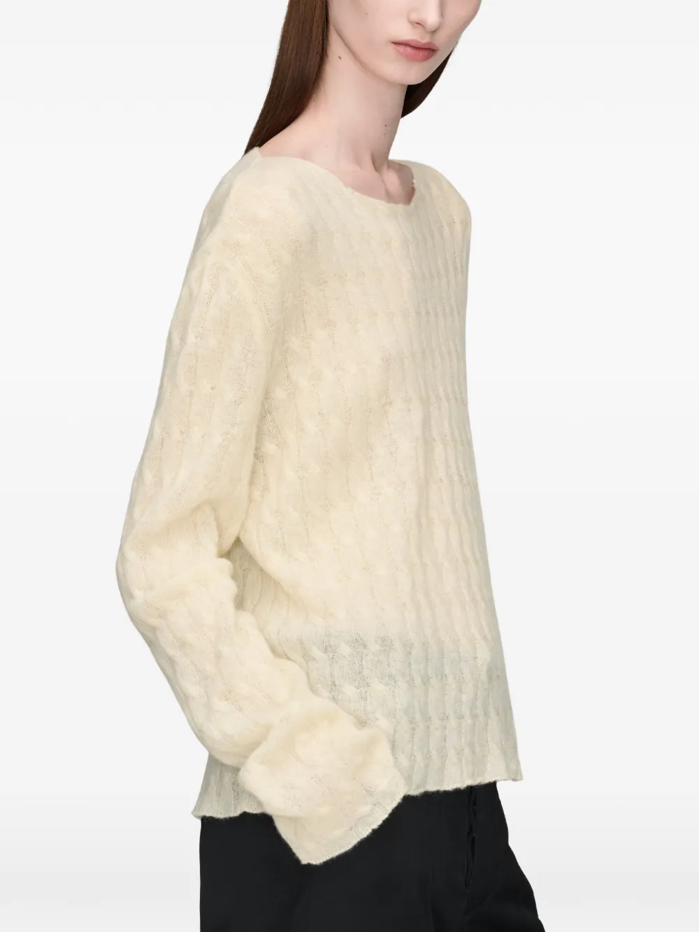 Maison Margiela Kabelgebreid vest met stiksels Beige