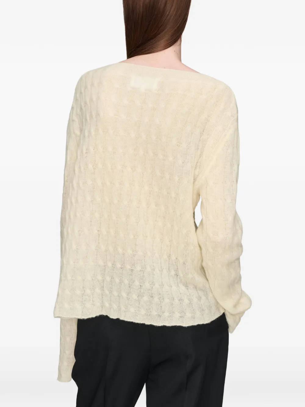 Maison Margiela Kabelgebreid vest met stiksels Beige