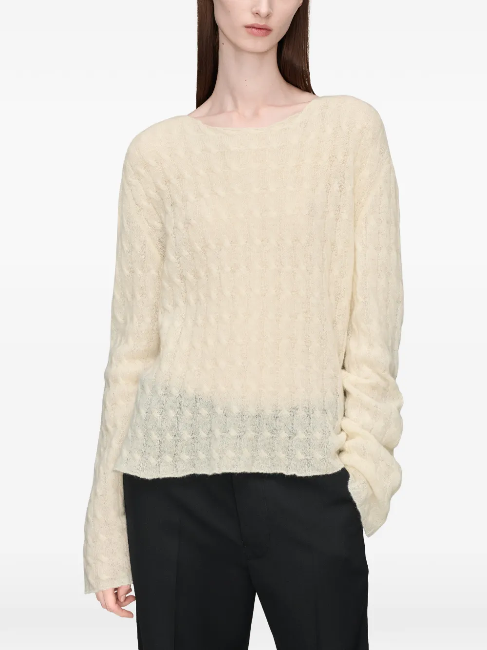 Maison Margiela Kabelgebreid vest met stiksels Beige