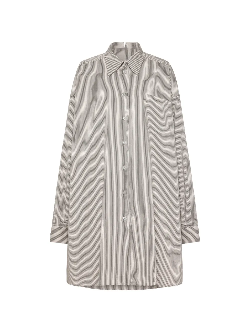 Maison Margiela fold collar pinstriped shirt - Brown