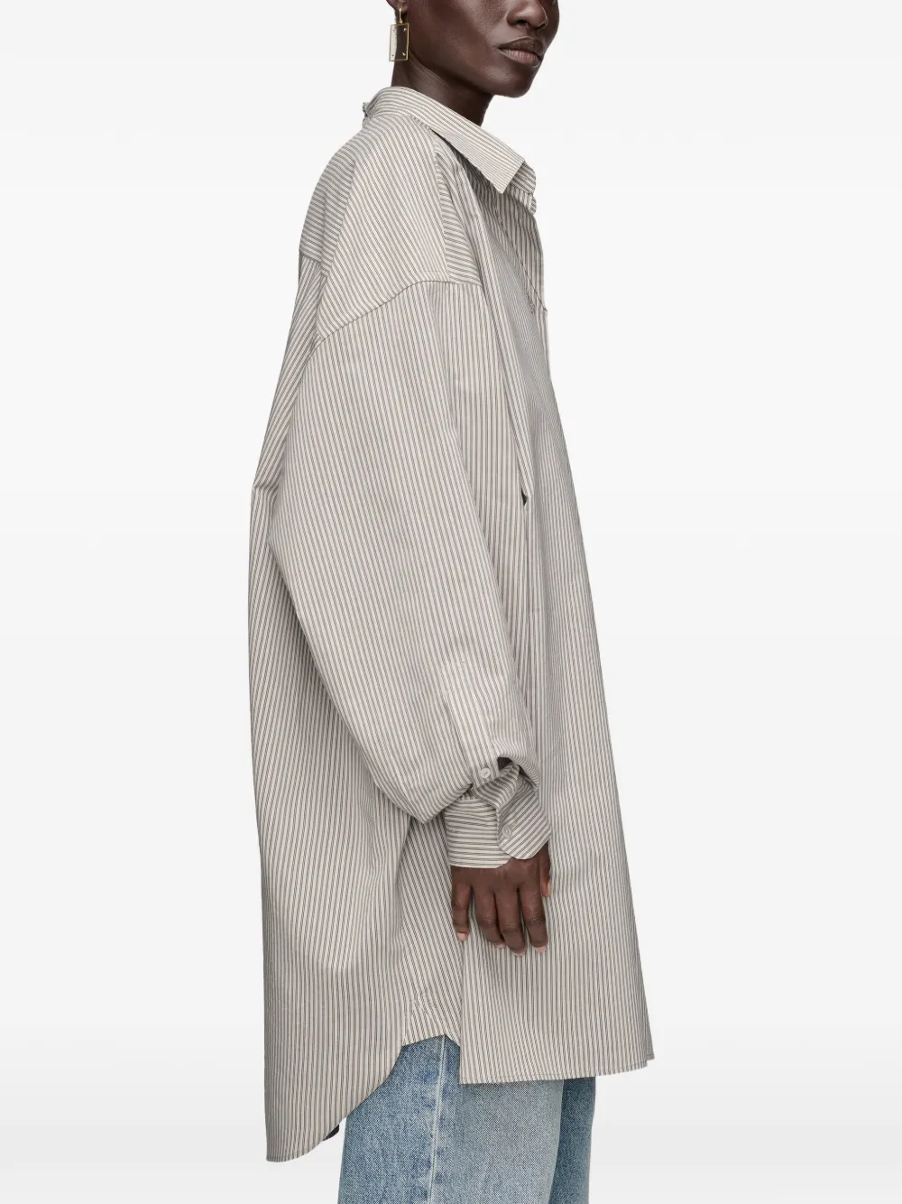 Maison Margiela blouse met gevouwen kraag en krijtstreep Bruin