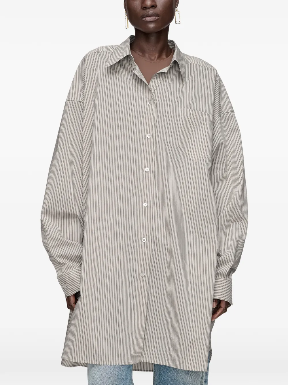 Maison Margiela blouse met gevouwen kraag en krijtstreep Bruin