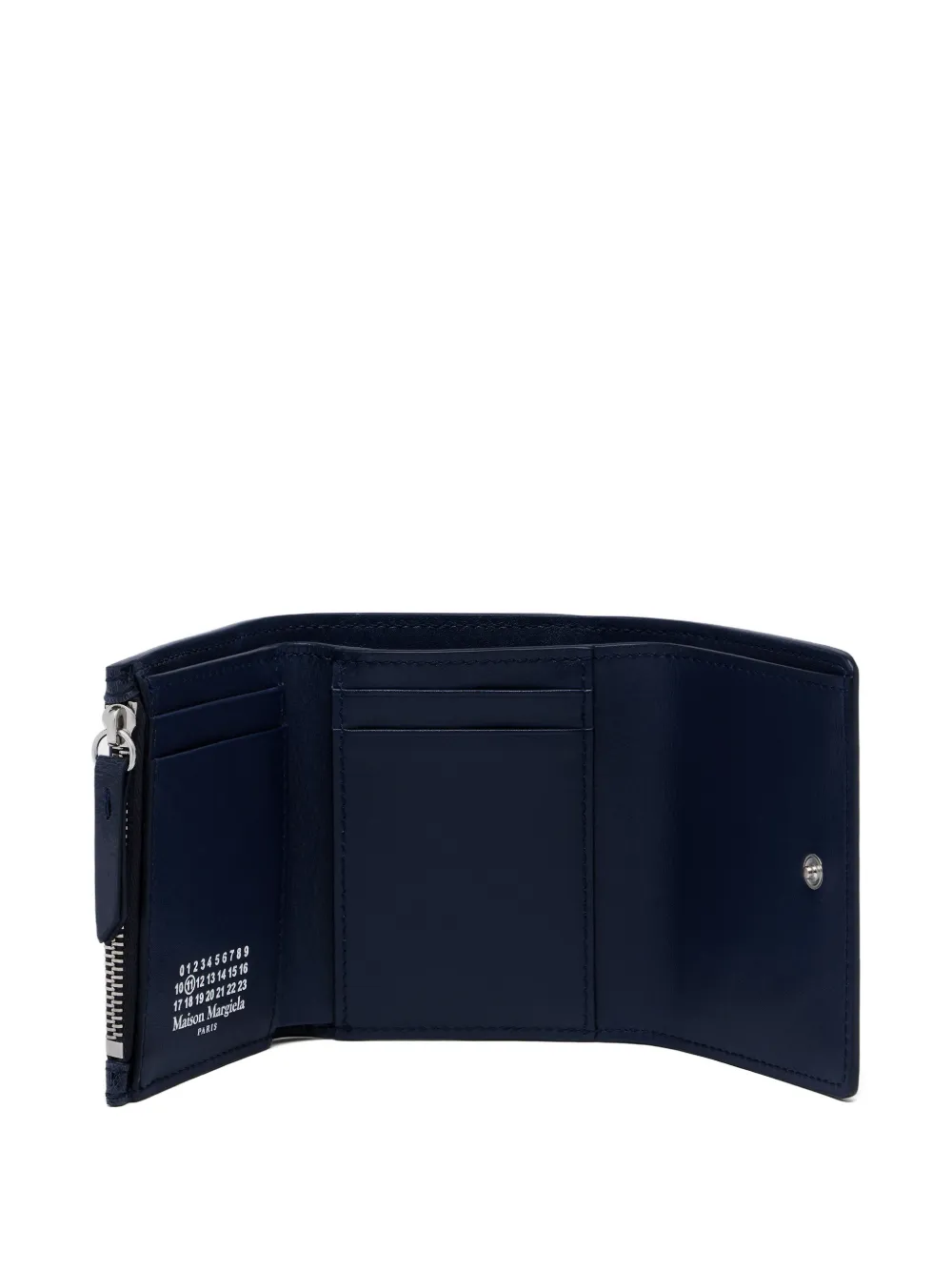 Maison Margiela Leren portemonnee met vier stiksels en gebarsten effect Blauw
