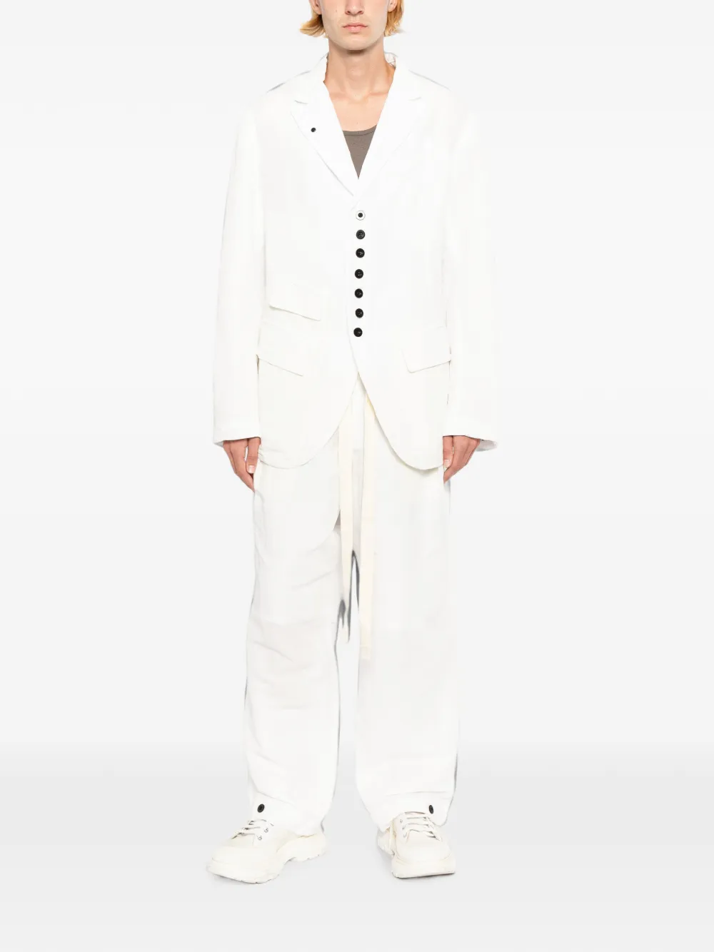Klasica drawstring button-cuff trousers | White | Image 1