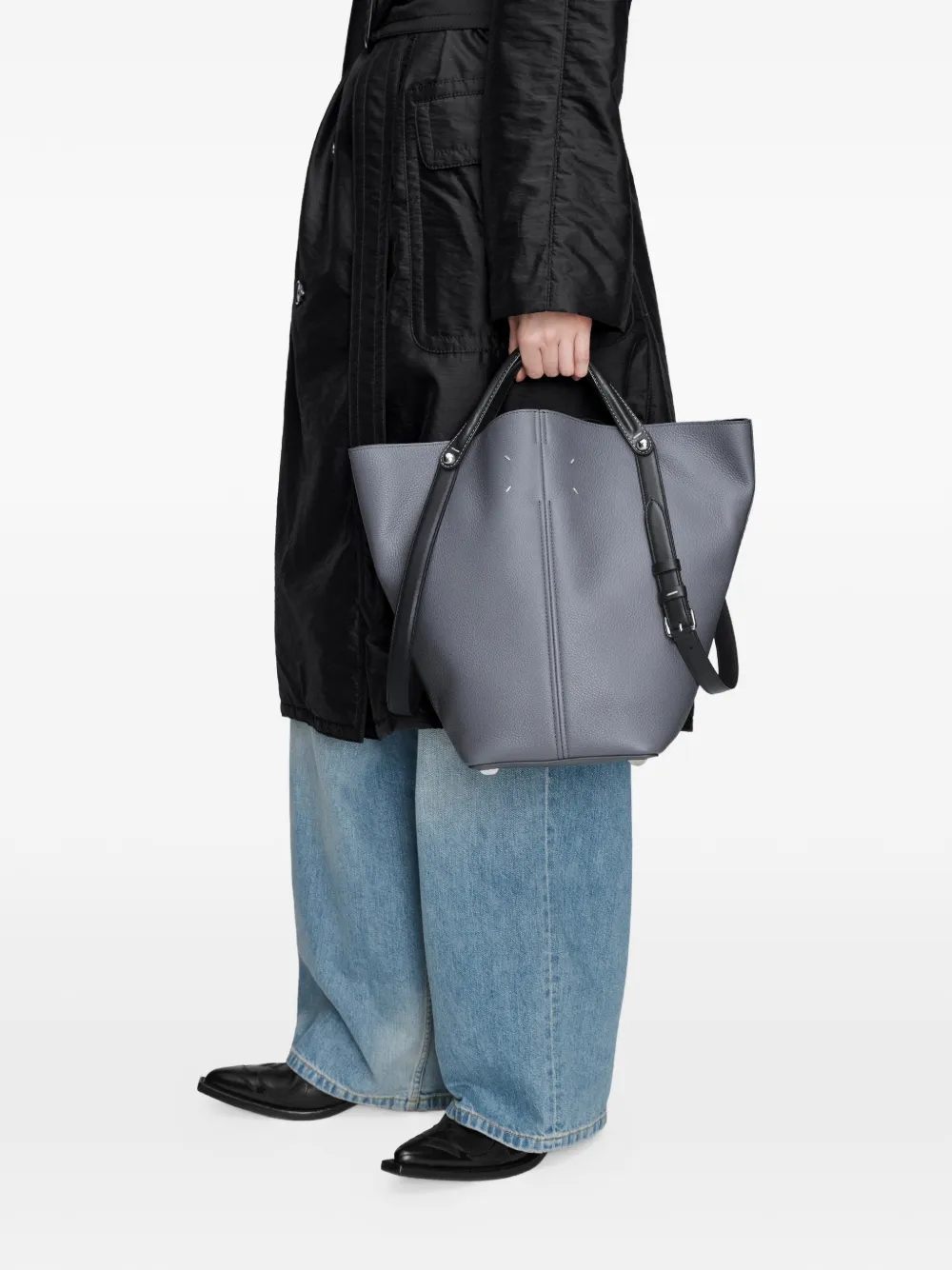 Maison Margiela Dress-age shopper van bewerkt leer Grijs