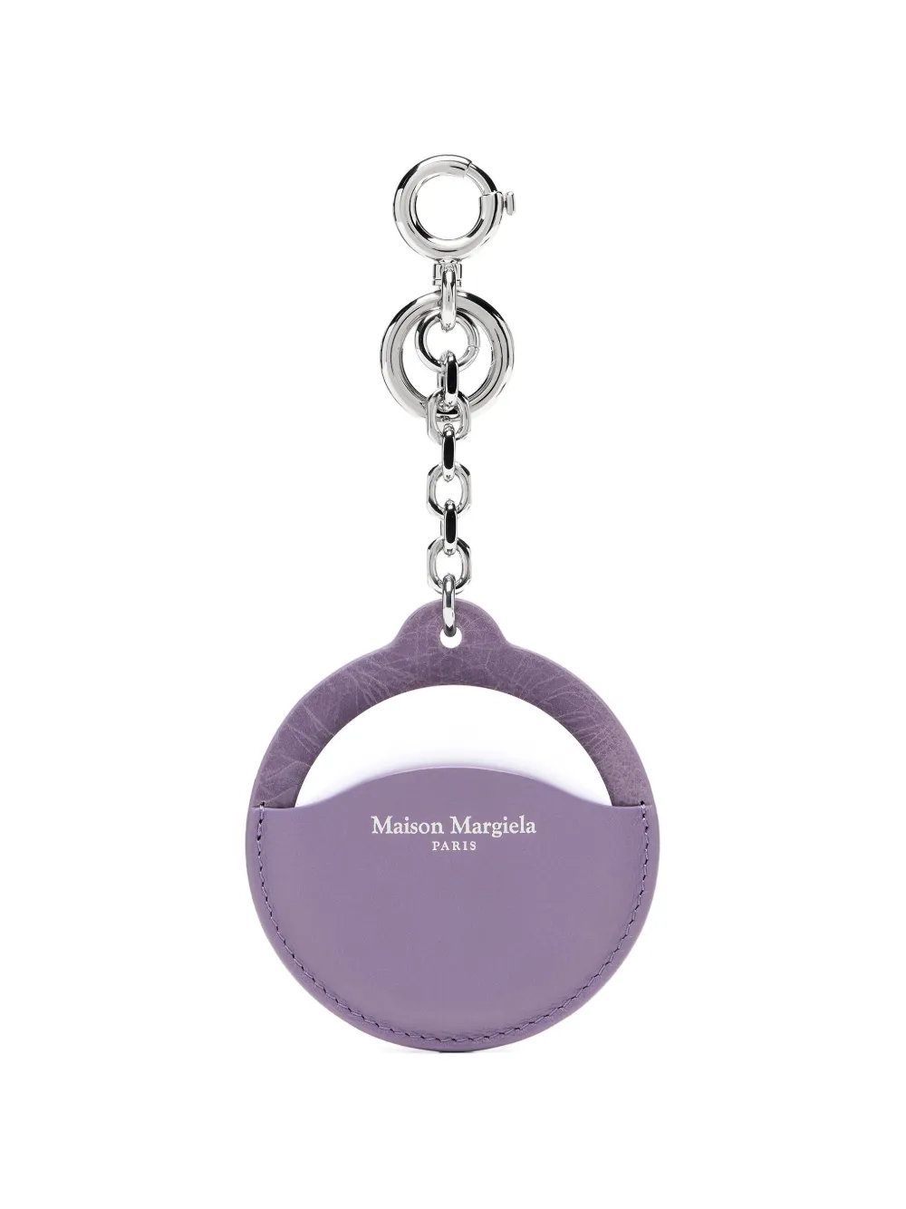 Maison Margiela crackled-leather Four Stitches keyring - Purple