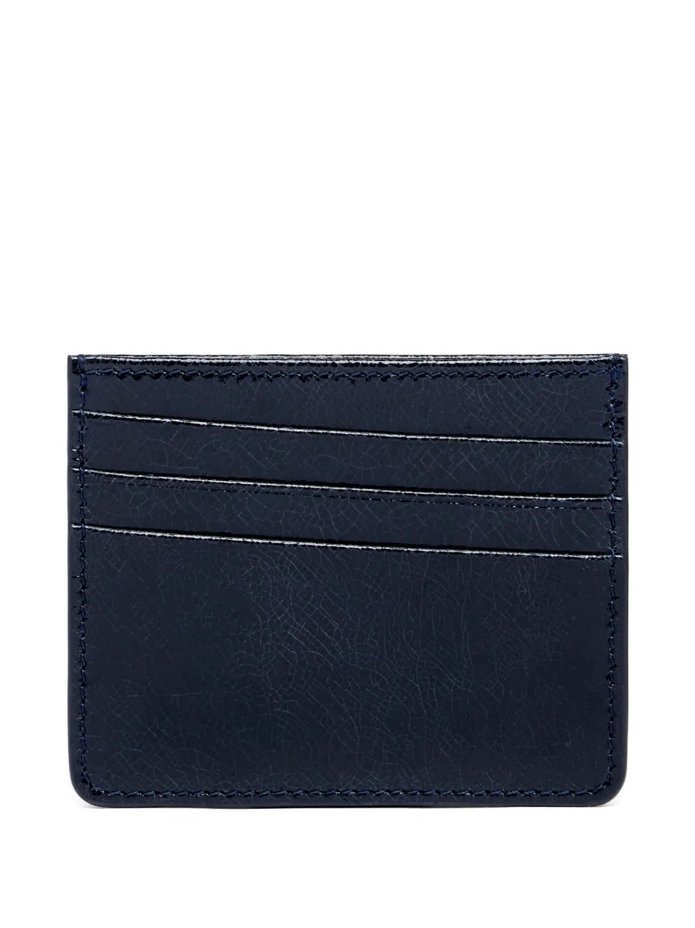 Maison Margiela crackled-leather Four Stitches card holder - Blu