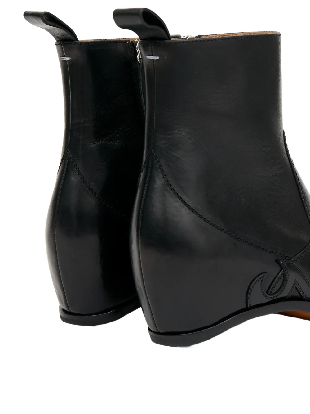 Maison Margiela flame-embroidered cowboy boots Zwart