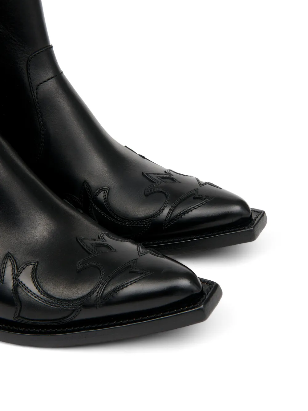 Maison Margiela flame-embroidered cowboy boots Zwart