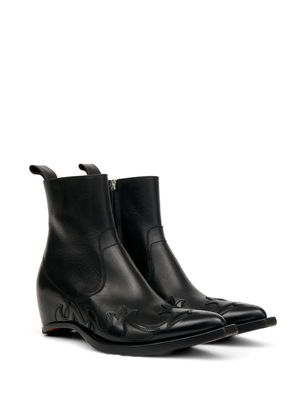 Maison Margiela flame-embroidered cowboy boots Zwart