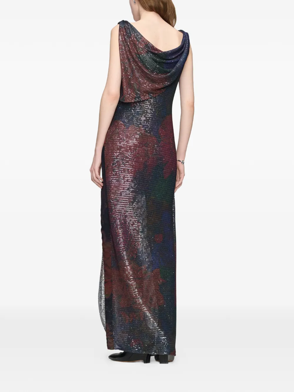 Maison Margiela Gedrapeerde maxi-jurk verfraaid met pailletten Blauw