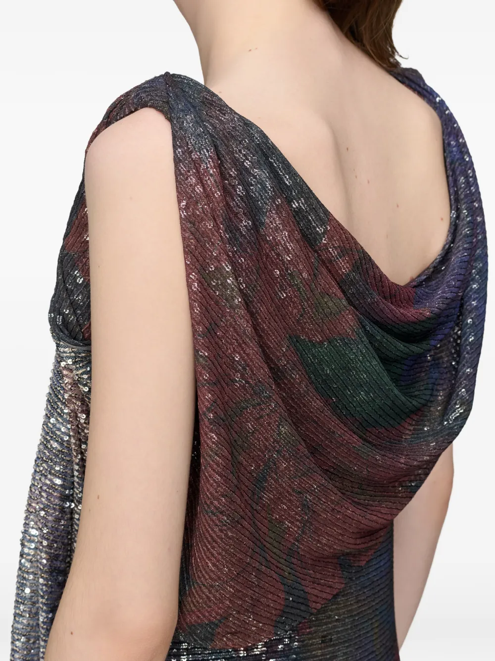 Maison Margiela Gedrapeerde maxi-jurk verfraaid met pailletten Blauw