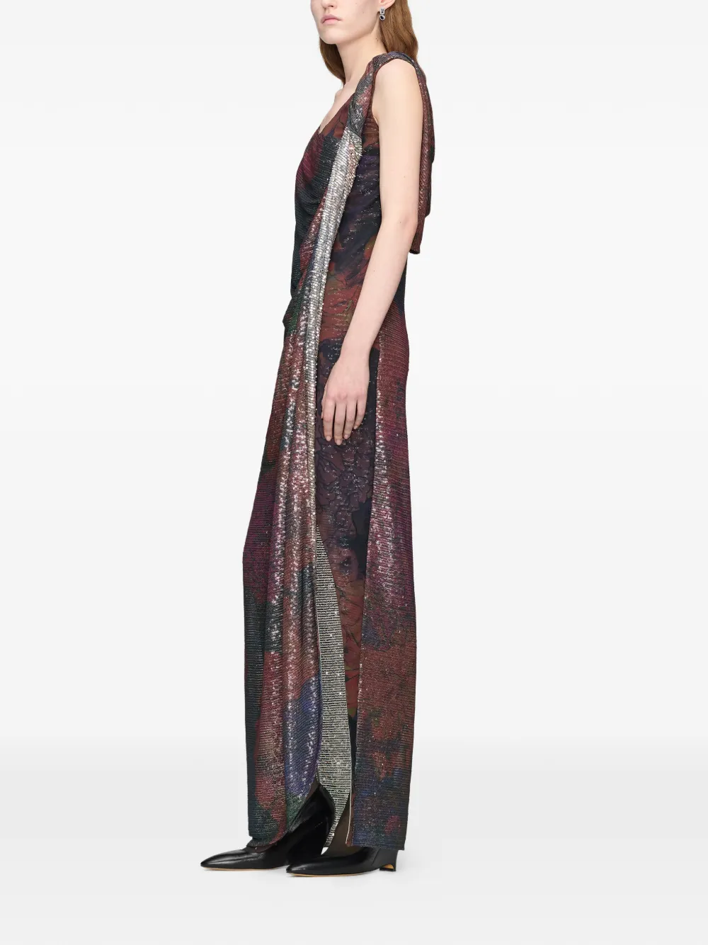 Maison Margiela Gedrapeerde maxi-jurk verfraaid met pailletten Blauw