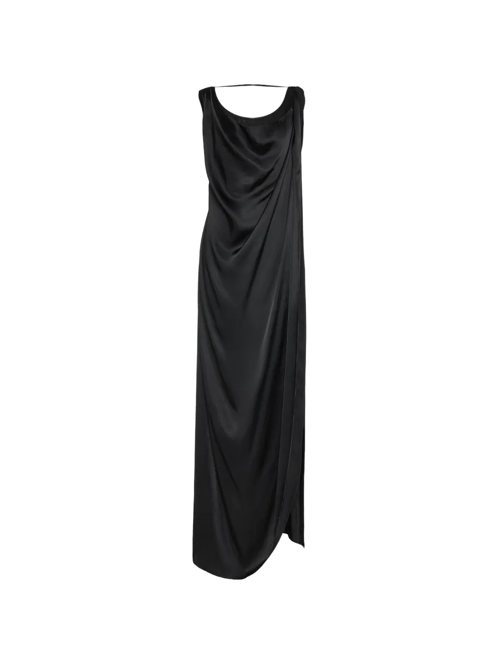 Maison Margiela satin draped cowl-neck maxi dress - Nero