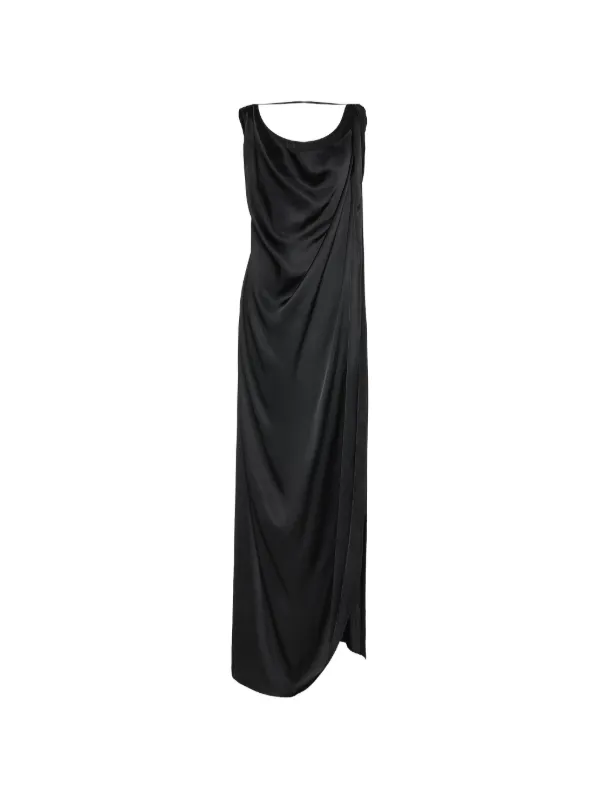 Maison Margiela Satin Draped Cowl-neck Maxi Dress in Black
