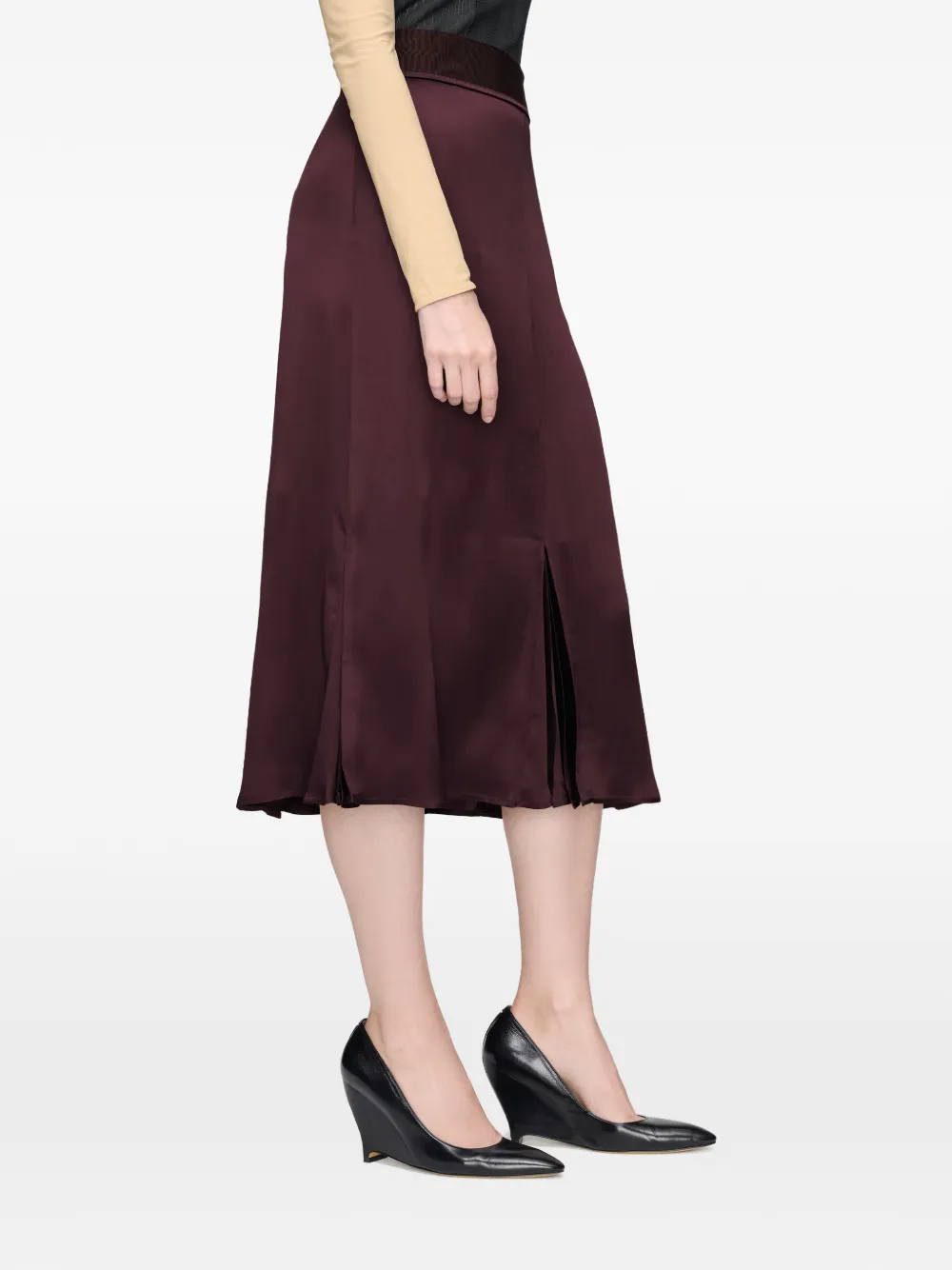 Maison Margiela Satijnen midi-rok Rood