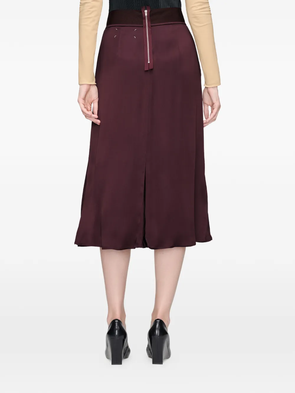 Maison Margiela Satijnen midi-rok Rood