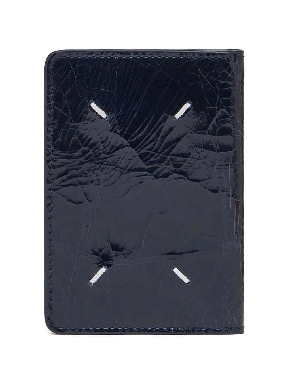 Maison Margiela Four Stitches crackled card holder - Blu