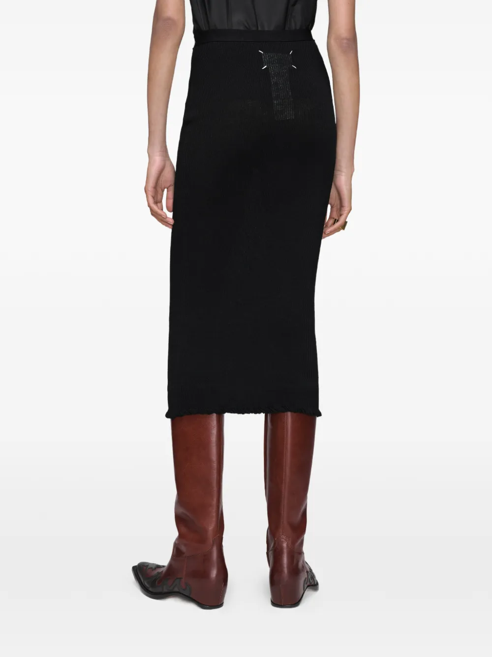 Maison Margiela Twist Finishing ribgebreide midi-rok Zwart