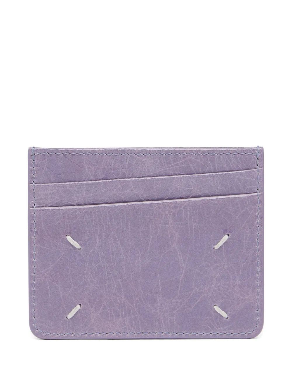 Maison Margiela crackled-leather card holder - Viola