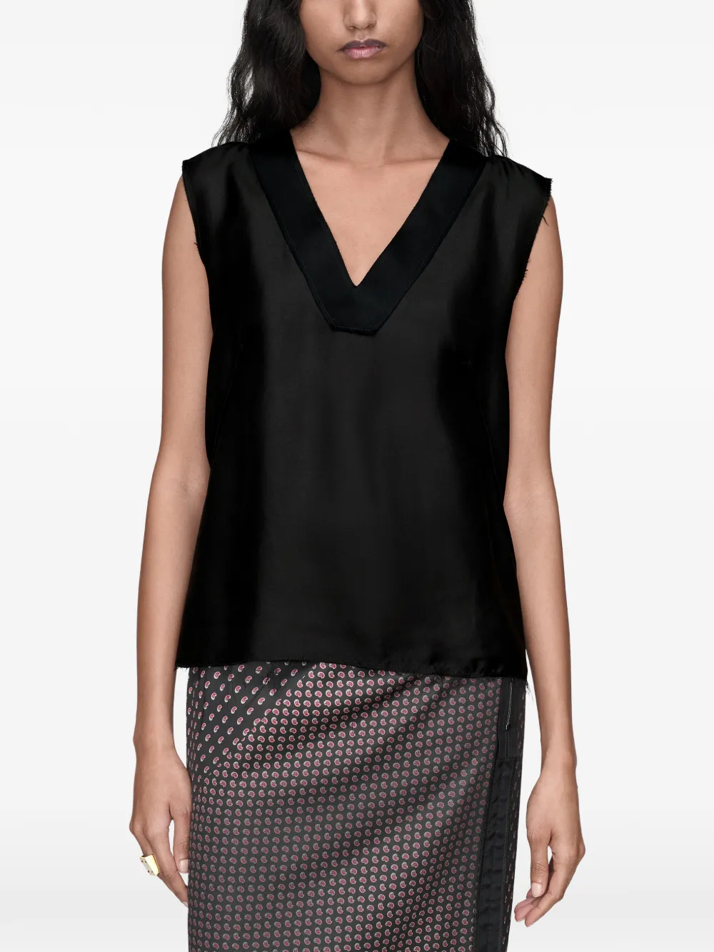 Maison Margiela Bonded Creases mouwloze top Zwart