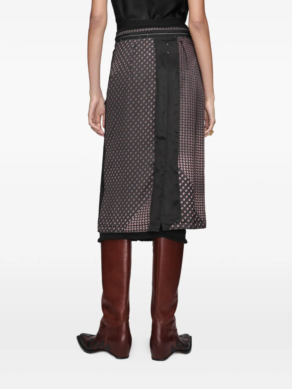 Maison Margiela Midi-rok met paisley-print en stiksels Zwart