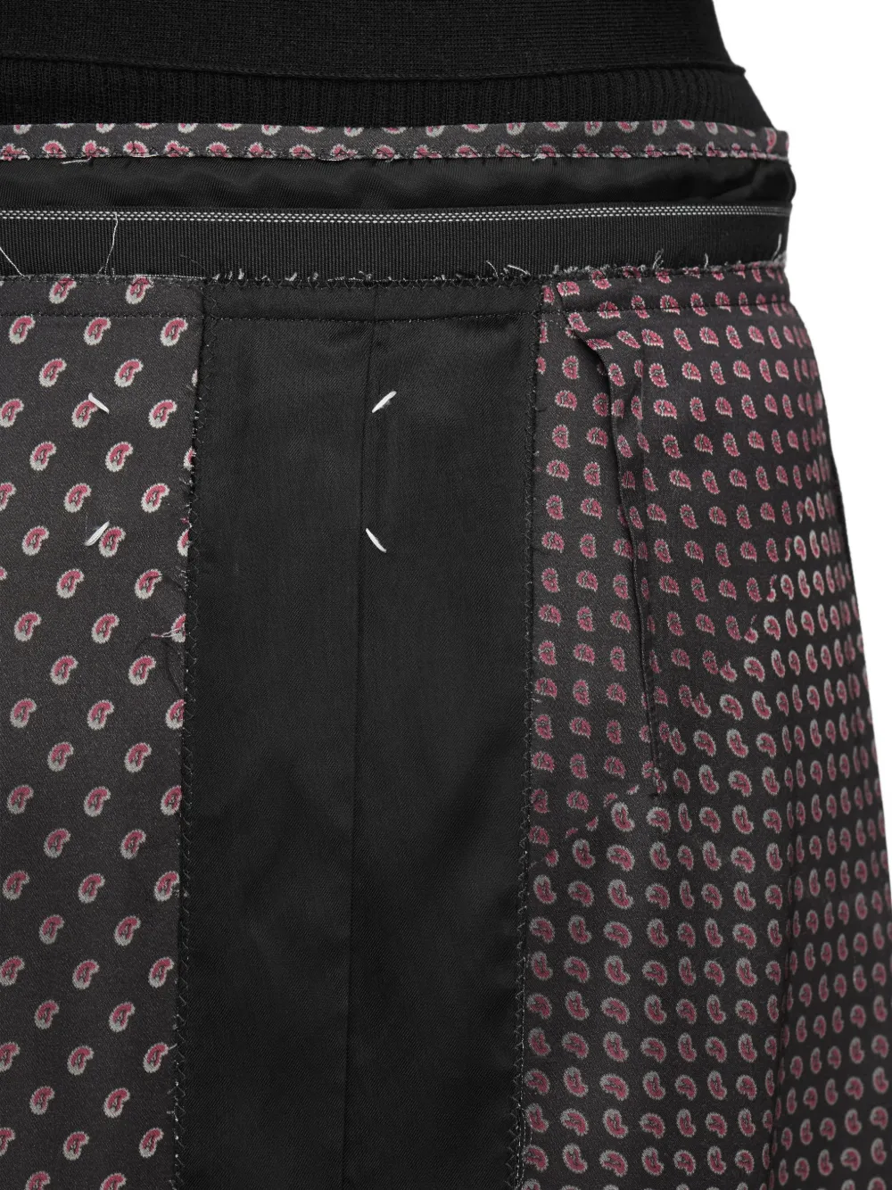 Maison Margiela Midi-rok met paisley-print en stiksels Zwart