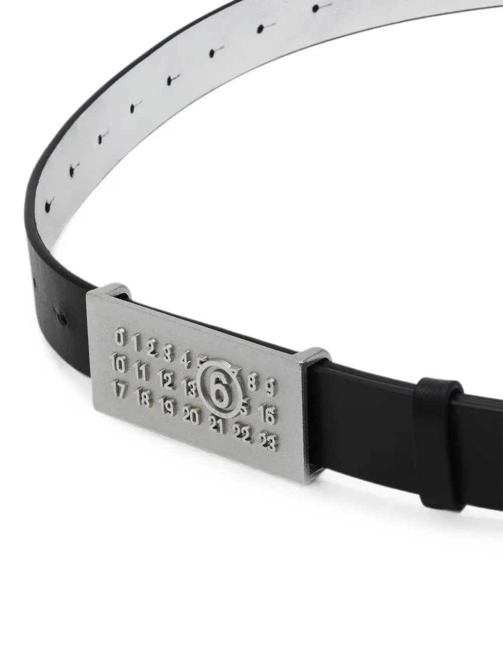 MM6 Maison Margiela Numeric buckle leather belt - Zwart