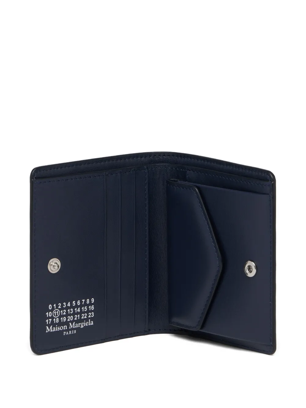 Maison Margiela Leren portemonnee met vier stiksels en gebarsten effect Blauw