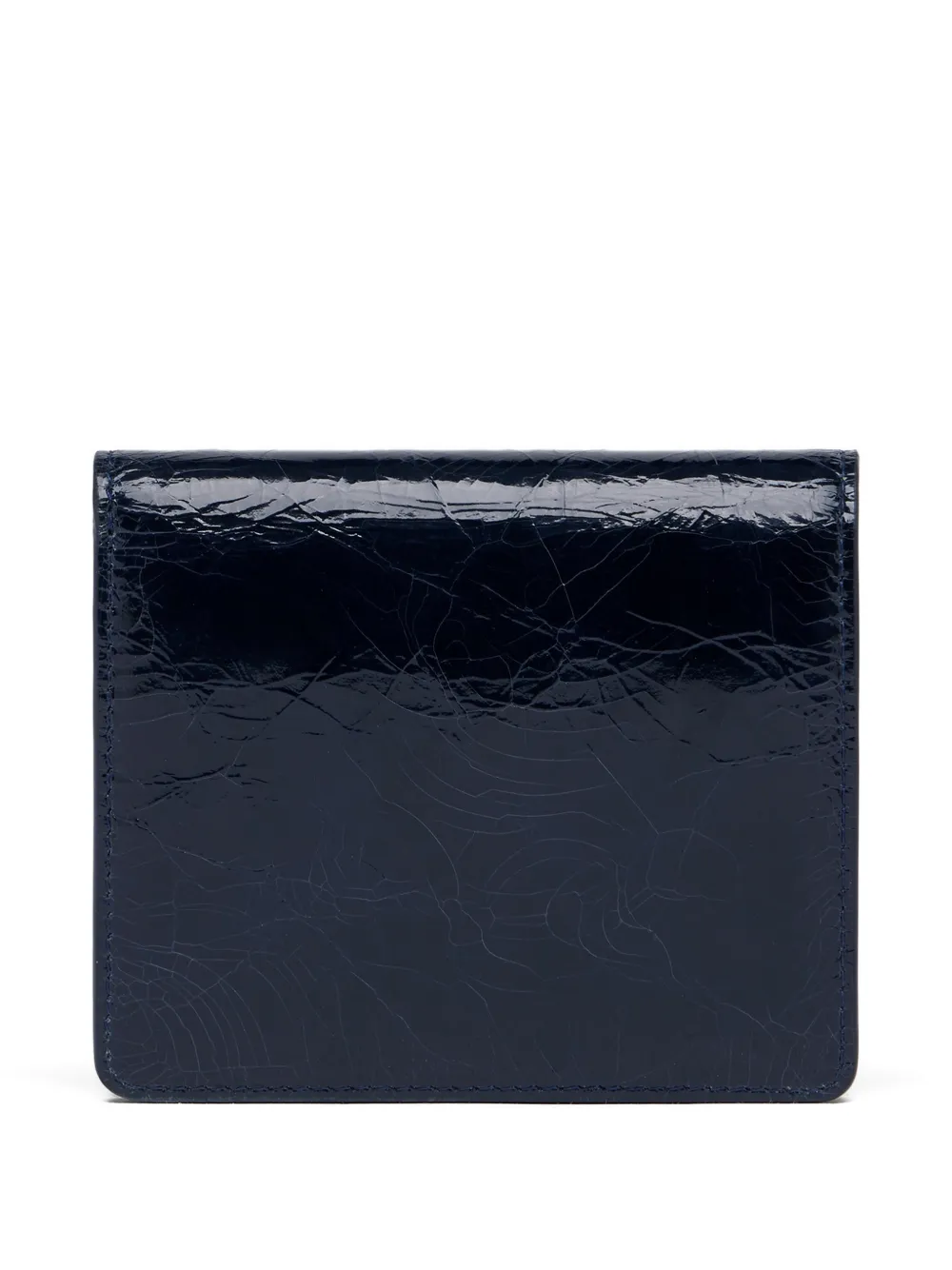 Maison Margiela Leren portemonnee met vier stiksels en gebarsten effect Blauw
