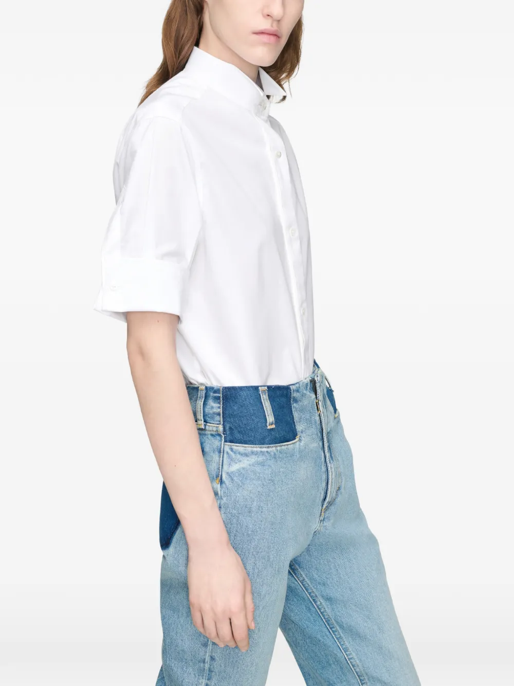 Maison Margiela blouse met vleugelkraag en korte mouwen Wit