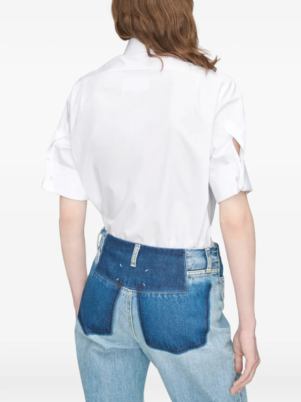 Maison Margiela blouse met vleugelkraag en korte mouwen Wit