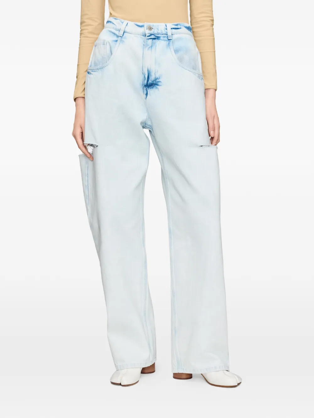 Maison Margiela Slashed jeans met wijde pijpen Blauw