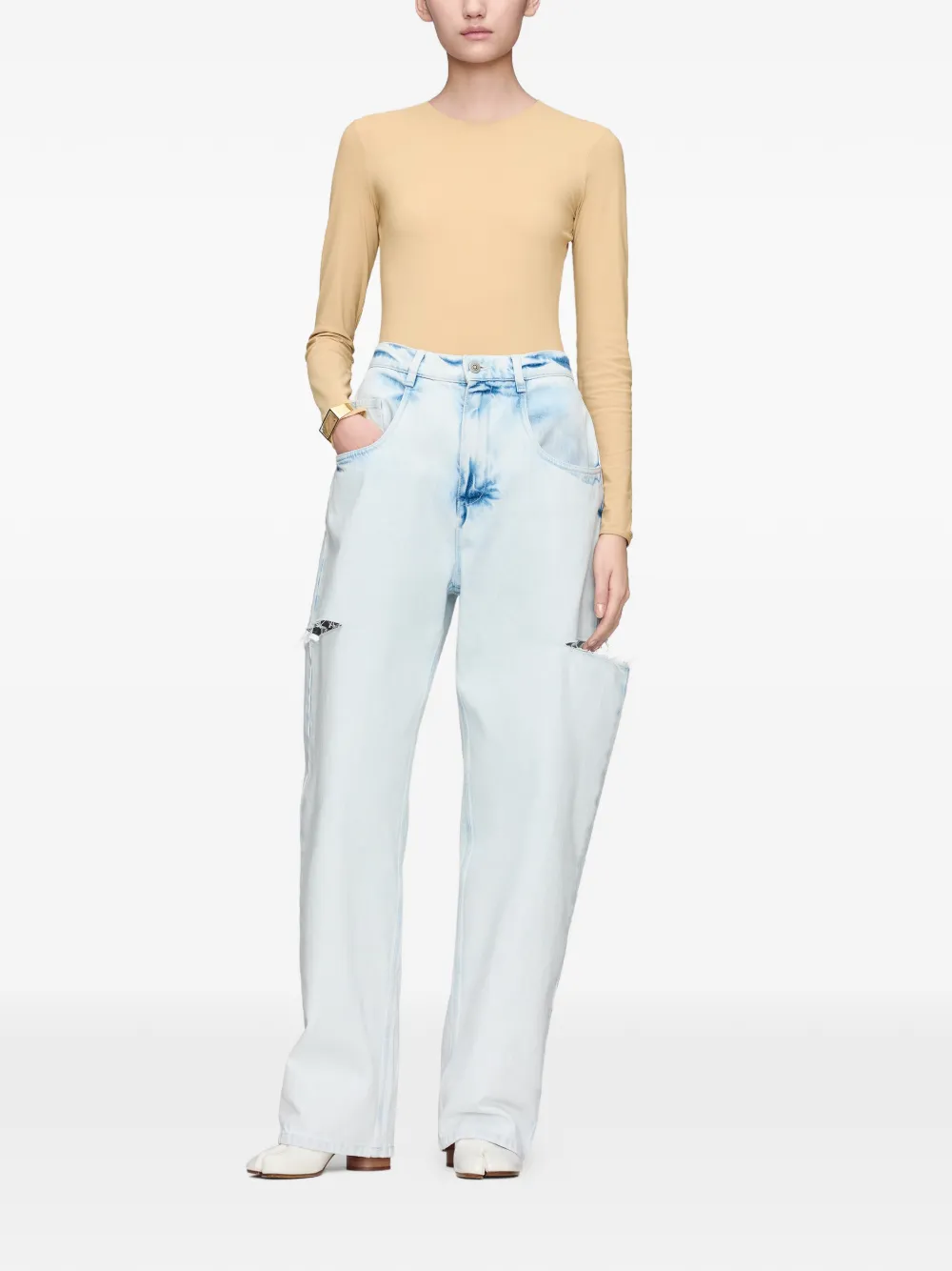 Maison Margiela Slashed jeans met wijde pijpen Blauw
