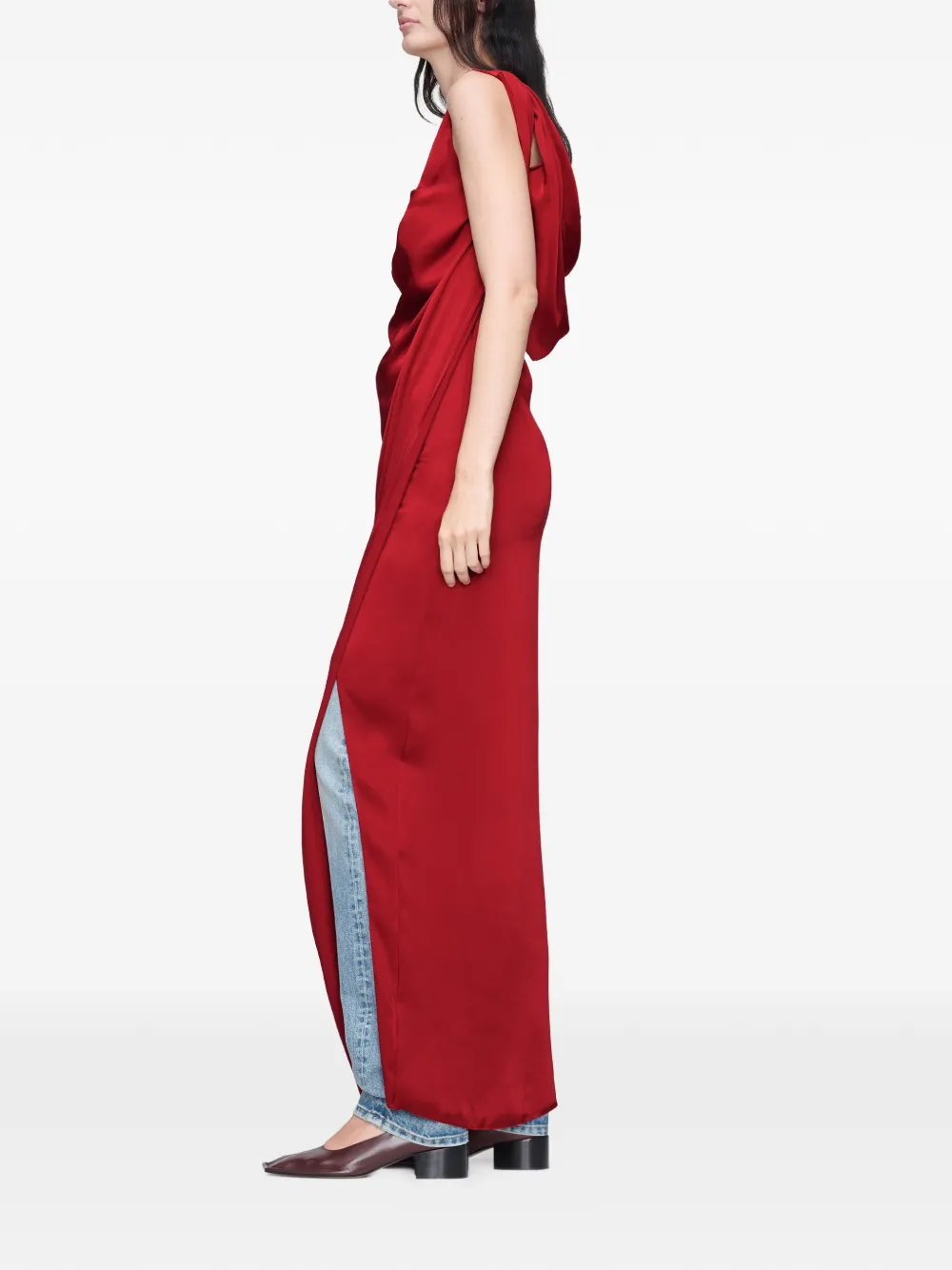 Maison Margiela Gedrapeerde maxi-jurk Rood
