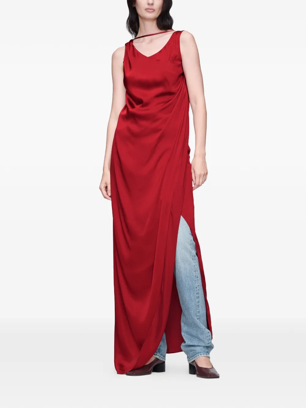Maison Margiela Gedrapeerde maxi-jurk Rood