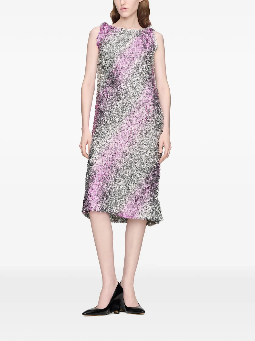 Maison Margiela Foil gestreepte jurk Grijs