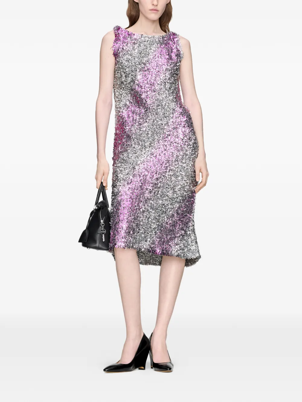 Maison Margiela Foil gestreepte jurk Grijs
