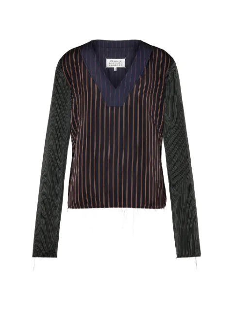 Maison Margiela patchwork pinstripe-pattern top