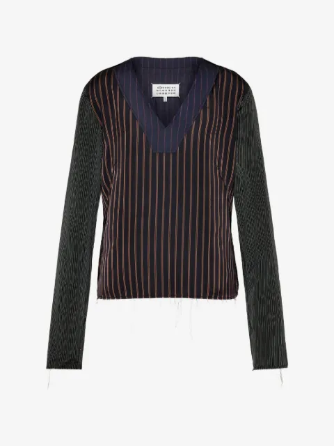 Maison Margiela patchwork pinstripe-pattern top