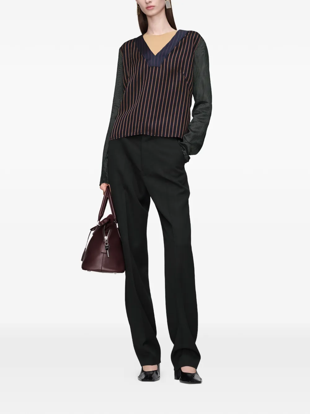 Maison Margiela Top met krijtstreep en patchwork Bruin