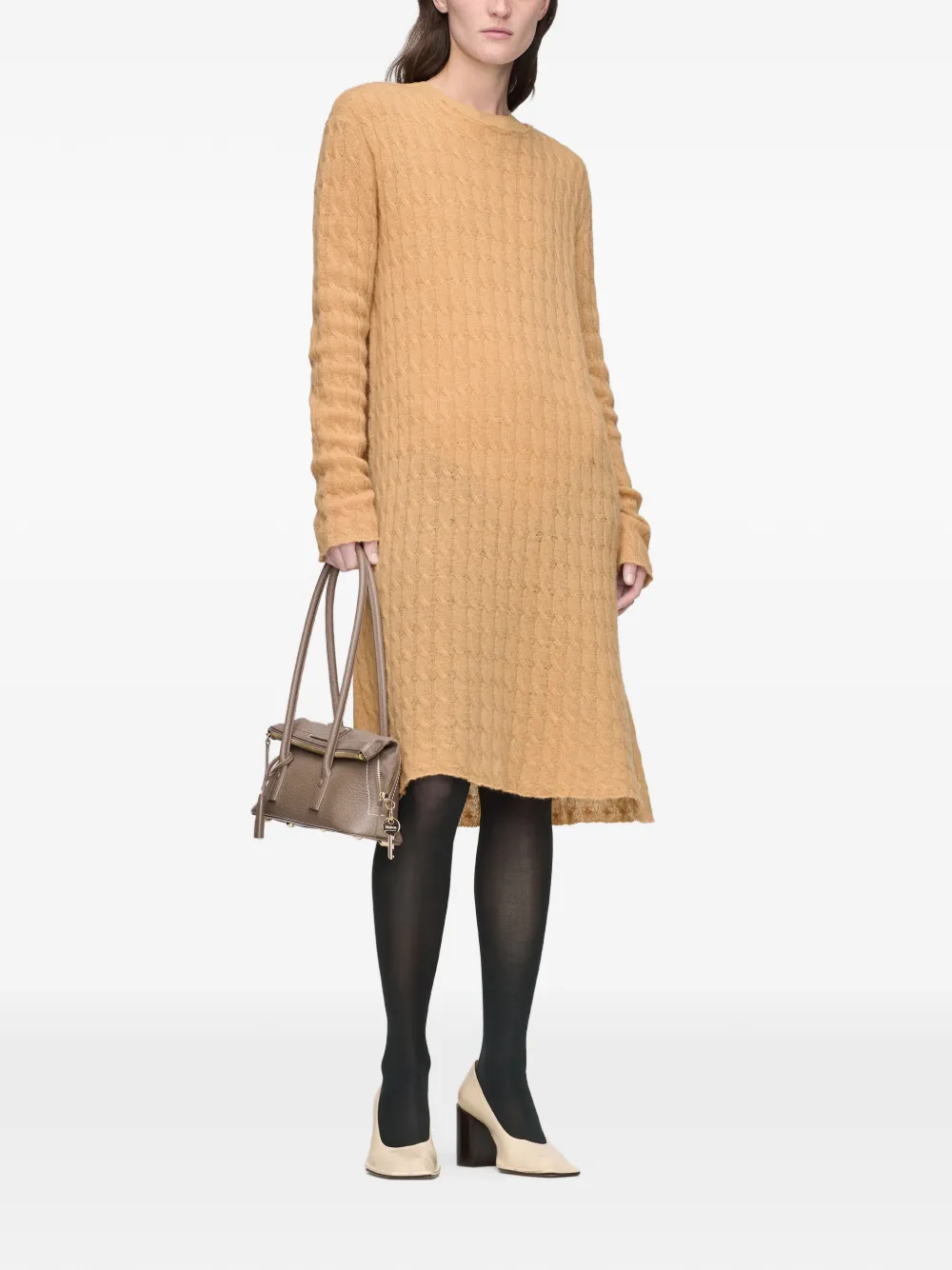 Maison Margiela Gebreide jurk met kabelstiksel Bruin
