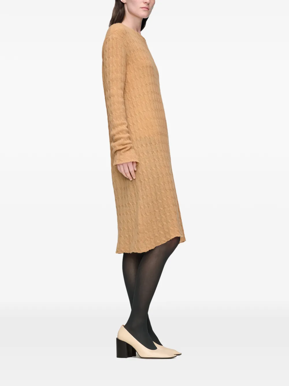 Maison Margiela Gebreide jurk met kabelstiksel Bruin