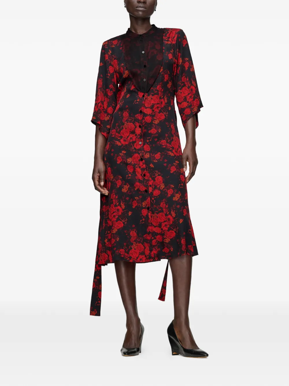 Maison Margiela Midi-jurk met ceintuur Zwart