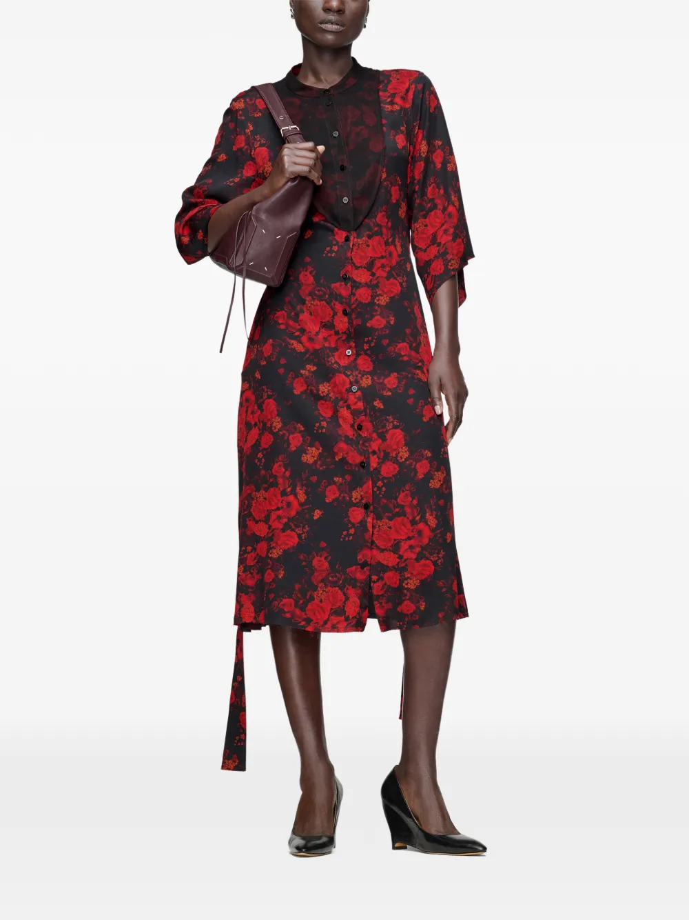 Maison Margiela Midi-jurk met ceintuur Zwart