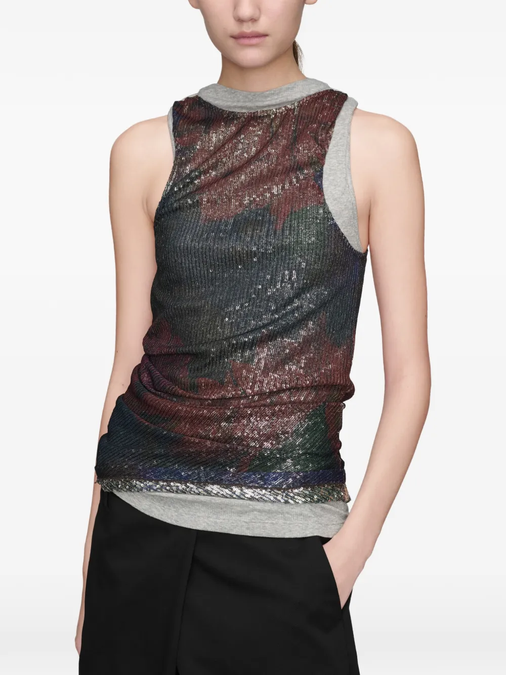 Maison Margiela Gedrapeerde top met print Groen