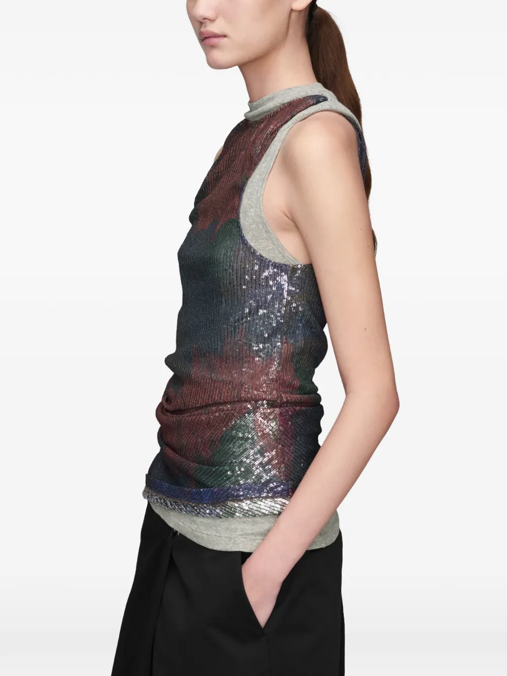 Maison Margiela Gedrapeerde top met print Groen